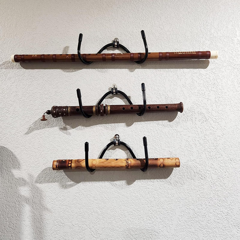 2 Pack Universal Flute Hanger - Flute Wall Mount Hook Stand Storage Flute Display Rack - Flat Wall Holder for all Flutes - Stand Accessories Home or Studio Wall - No Flute