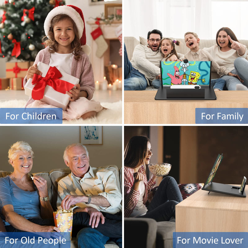 16" Screen Magnifier -3D HD Mobile Phone Magnifying Projector Screen Enlarger for Movies, Videos and Gaming – Foldable Phone Stand Holder with Screen Amplifier–Compatible with All Smartphones Black-16 inch