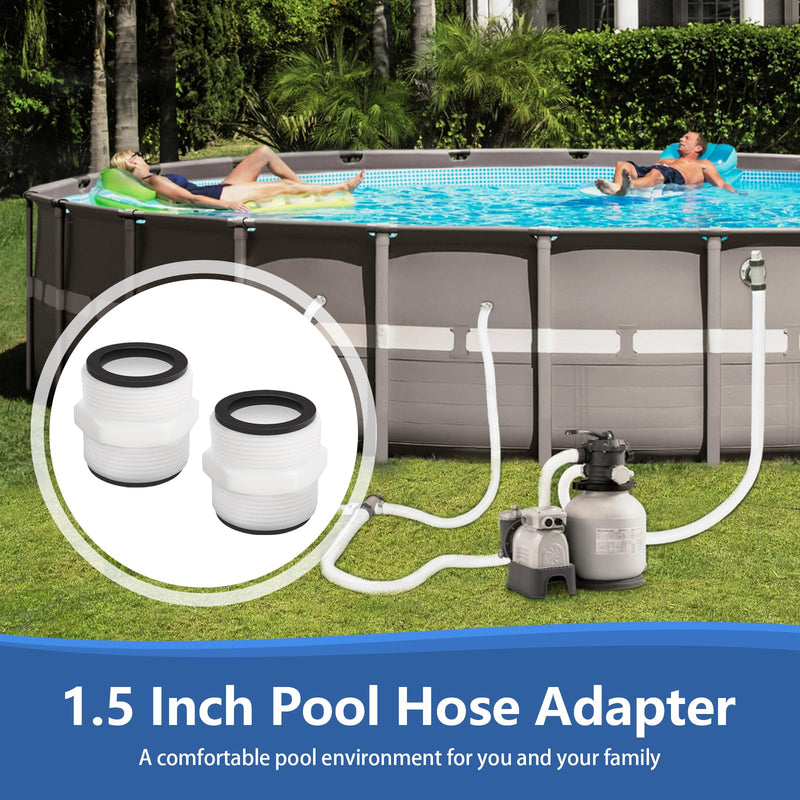 Pool Hose Adapter for Intex & Coleman Pool Split Hose Joint Connector, Swimming Pump 1.5 Inch Pools Drain Adapter Extender with 4 Ring Gaskets for Above Ground Pools Pump Hose Connector - 2 Pack