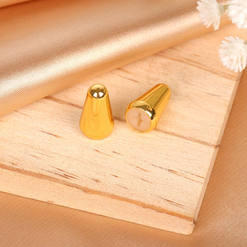 2pcs 5 Way Pickup Switch Tip, 3 Way Switch Cap Switch Knob Guitar Pickup Switch Tip Compatible with Strat Tele (Gold) Gold