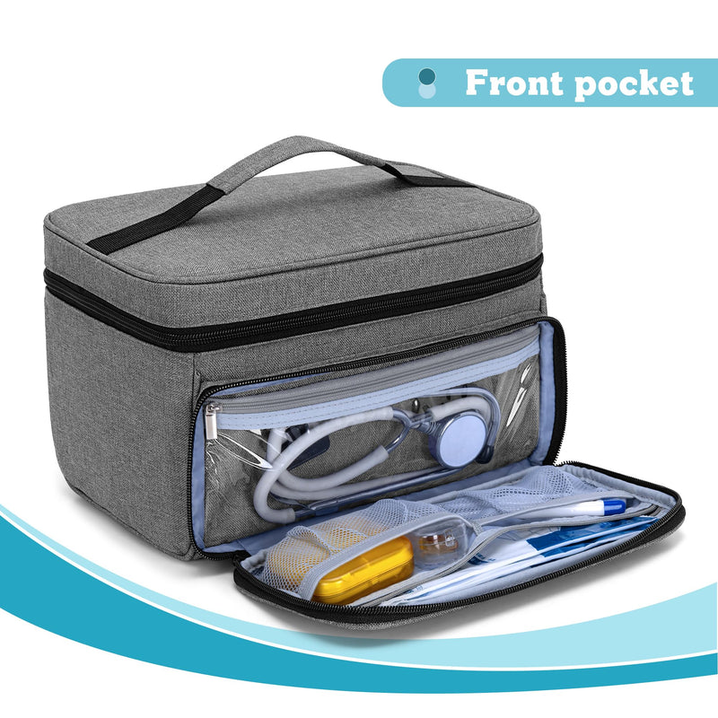 [AUSTRALIA] - Luxja Medical Bag, Emergency Bag for Medical Accessories, Medicine Bag for Travel, Medical Bag for First Aid Kits, Grey Gray 