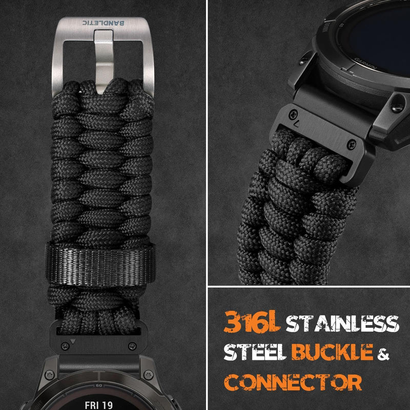 Bandletic Nylon Bands Compatible with Garmin Watch 22mm