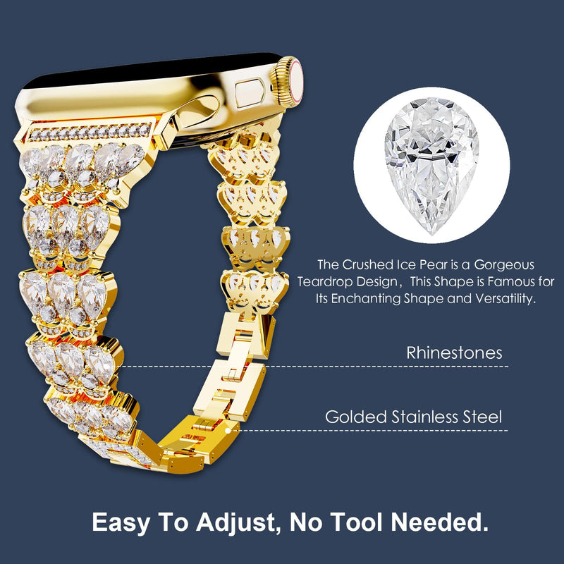 Water-drop Type Rhinestone Bracelet Apple Watch Band, Baroque Jewelry Style 38mm/40mm/41mm