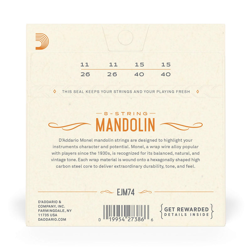 D'Addario Mandolin Monel Set, Medium, 11-40 (EJM74)