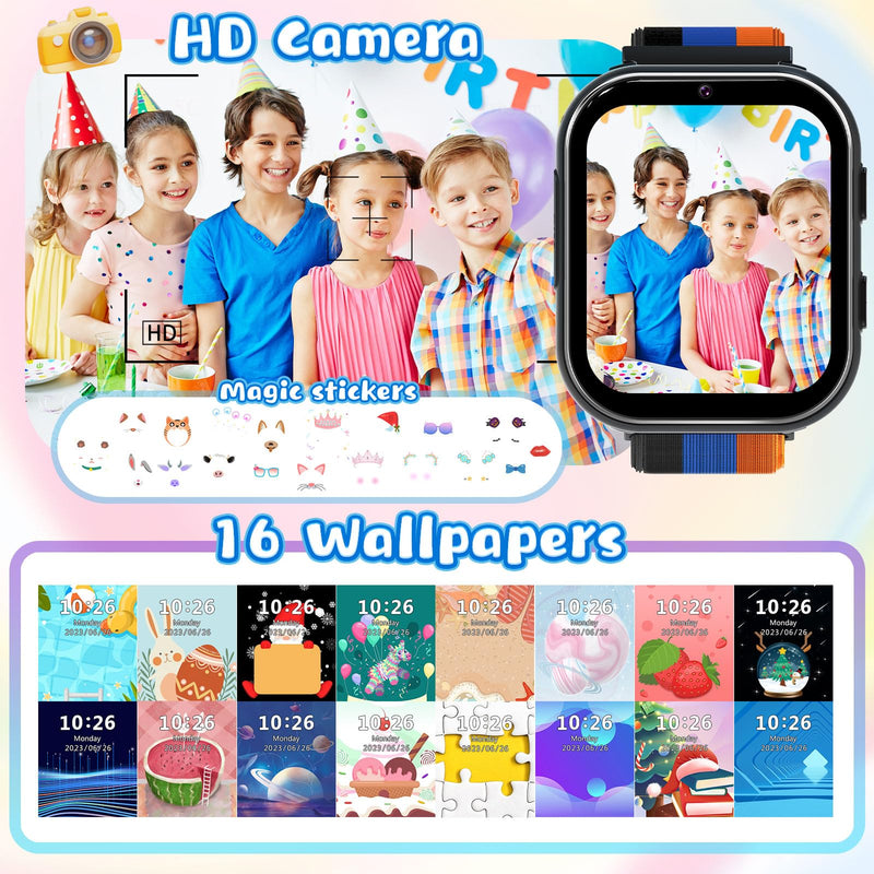 Smart Watch for Girls Boys, Kids Smartwatch with 4G SIM Card, Smart Watch for Kids Touch Screen SOS Emergency Call Calculator Clock Camera Games Music Player, Toys Gifts for Ages 4-12 (Black) LT49 Black NO GPS