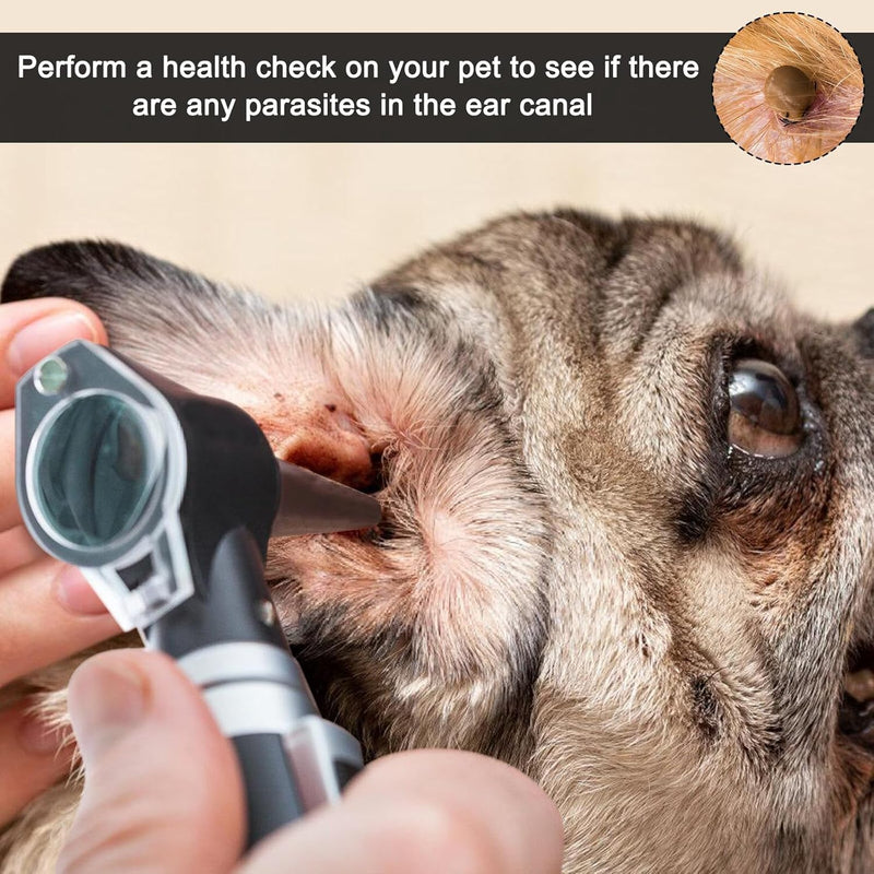 Otoscope with Light, Otoscope with Light with 3x Magnification and 4 Speculum Tips Size, 8 Ear Plugs Otoscope Set with Hard Plastic Case for Adults and Children and Pets Black
