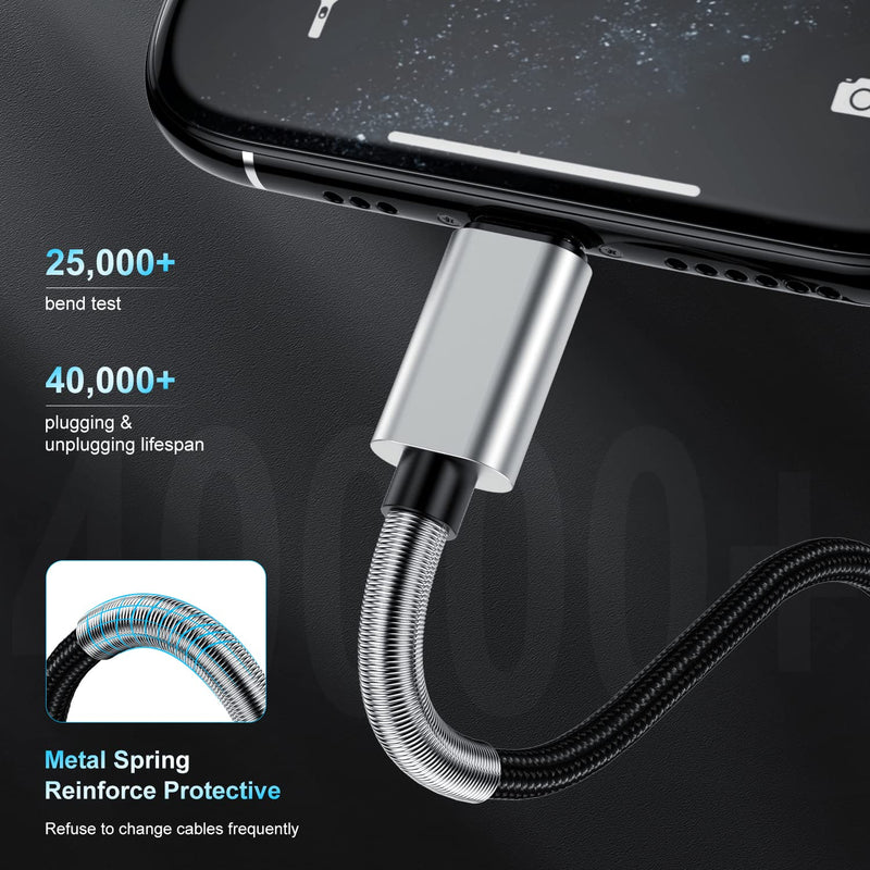 [AUSTRALIA] - 2Pack 10ft iPhone Fast Charger Cable, [Apple MFi Certified] Long USB C to Lightning Cable 10 Foot, High Fast 10 Feet Apple Charging Cord for Apple iPhone 14/14 Pro Max/13 Mini/12/11/XS/XR/8/7Plus,iPad Lightning Silver 