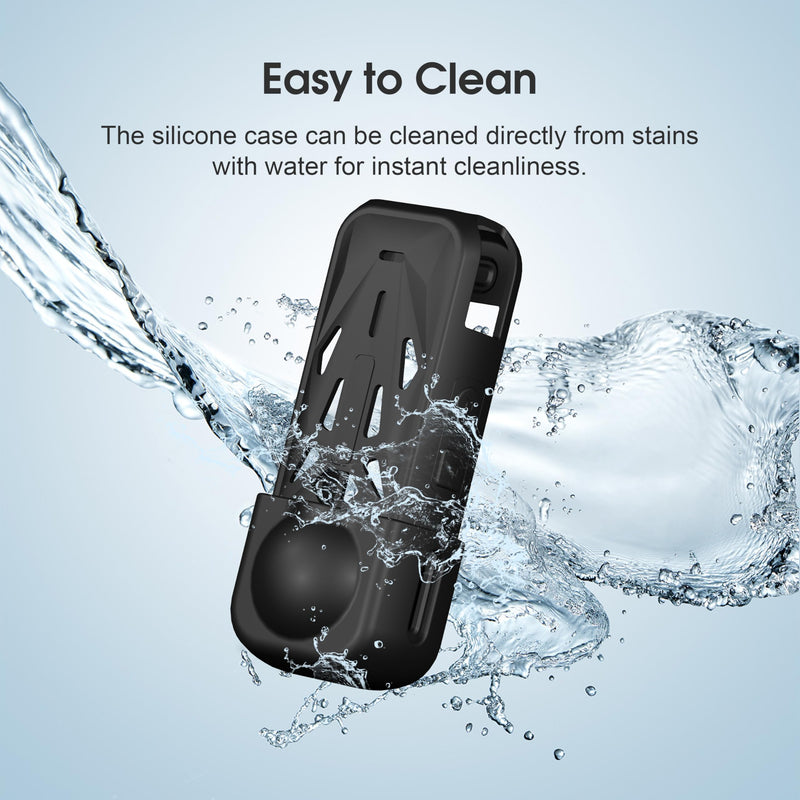 [AUSTRALIA] - Silicone Cover Case for Insta360 X5, Soft Lens Cap Protector All-Round Protective Case for Insta 360 X5 Accessories with Wrist Strap, Shockproof, Precision Fit, Charging Port Accessible (Black) Black 