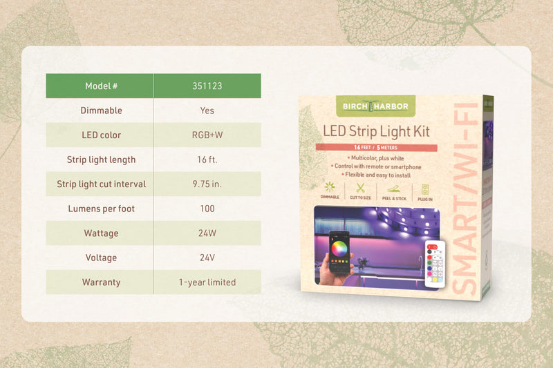 [AUSTRALIA] - Multicolor RGBW Smart LED Strip Light Kit, 16ft with Remote 351123 