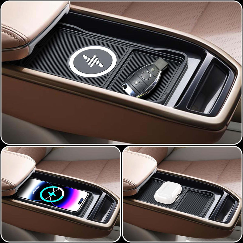 Wireless Car Charger,LANSEMKU Car Wireless Chargers Charging pad Non Slip 15w Fast Charger for Car Wireless Phone Charger for iPhone 16/15/14/13/12 Pro Max,Samsung for Android (Black-100cm Cable) 100cm Cable-for IPHHONE PRO MAX