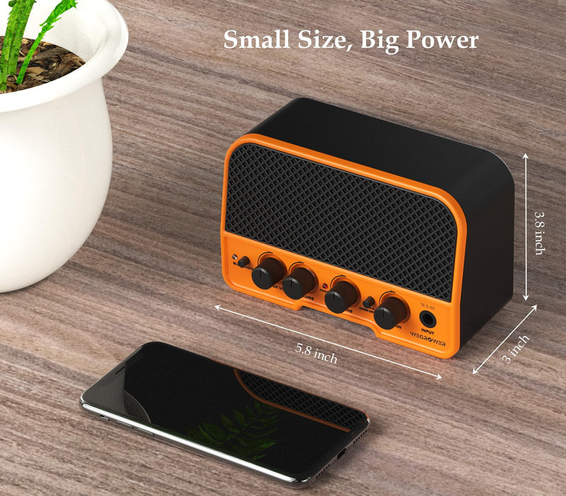 Electric Guitar Amp, Bluetooth 5W Rechargeable Amplifier, Clean &Overdrive Effects 2 Channels with Headphone Output, Small Guitar Amp for Electric Guitars