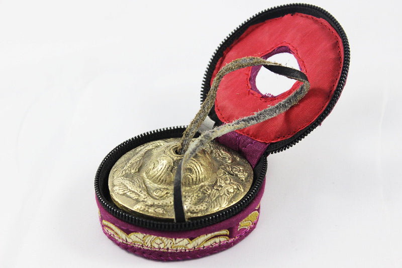 Tingsha/Tibetan Meditation Bell/Finger Cymbals with free Silk Case by Nepalese Handicraft Zone (Bronze)