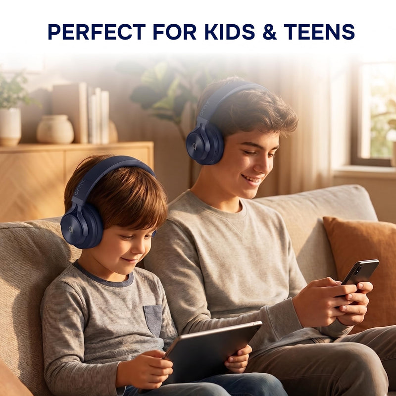 ARTIX Wireless Headphones for Kids Bluetooth Headphones for School (Blue) | Built-In Microphone, Adjustable Headband, Dual Mode, Foldable, Bluetooth 6.0, 40 Hours Playtime, Over-Ear Head phones Blue