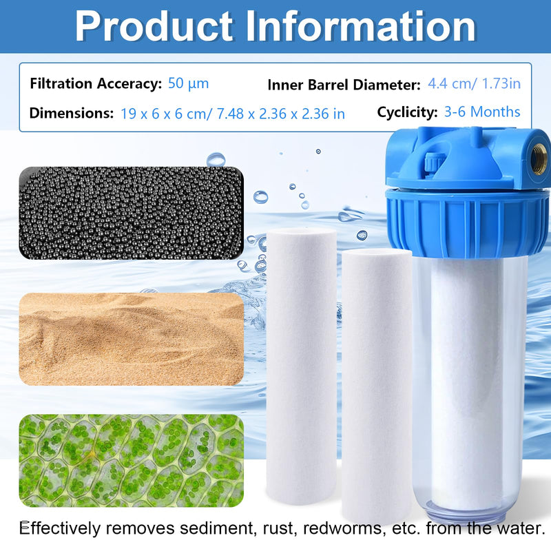 Pack of 4 50 µm Replacement Filters Compatible with Grünbeck Water Filter FS 1 Inch, House Water Filter Replacement Candle Filter, Without Protective Bell, PP Cotton, Filter Candles Compatible with