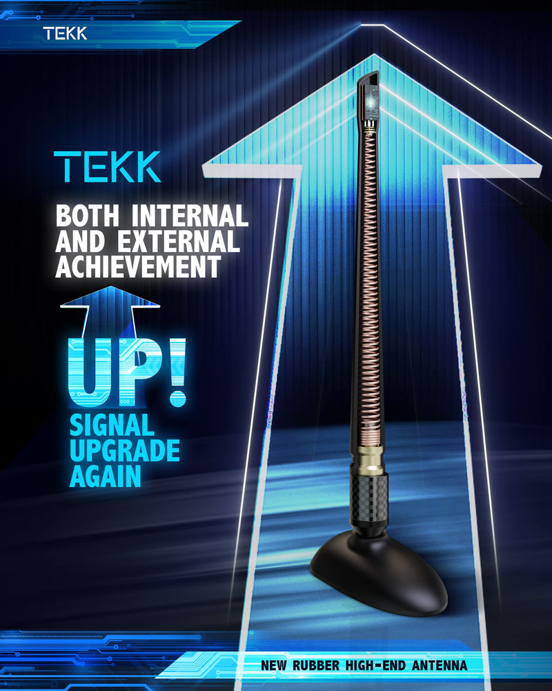 Tekk Carbon Fiber Short Antenna Compatible with 2007-2026 Jeep Wrangler JK JL Rubicon JKU JLU / 7.9 Inches Premium Flexible Rubber/Designed for Enhance FM/AM Radio Signal Reception