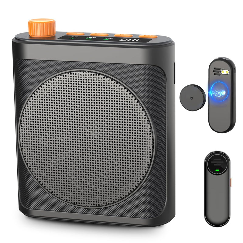 [AUSTRALIA] - Voice Amplifier Wireless Microphone with Magnetic Lavalier, Bluetooth Voice Amplifier for Teachers with 2 Mic, Rechargeable Portable Microphone Speaker for Classroom, Yoga, Meetings, Speeches 
