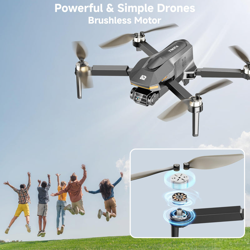 PLEGBLE Drones with Camera for Adults 4K, Beginner FPV Drone | Brushless Motor, 30 Mins Flight Time, Foldable Design, One-Key Takeoff/Landing, Emergency Stop, Under 249g, Gift for Kids Gray