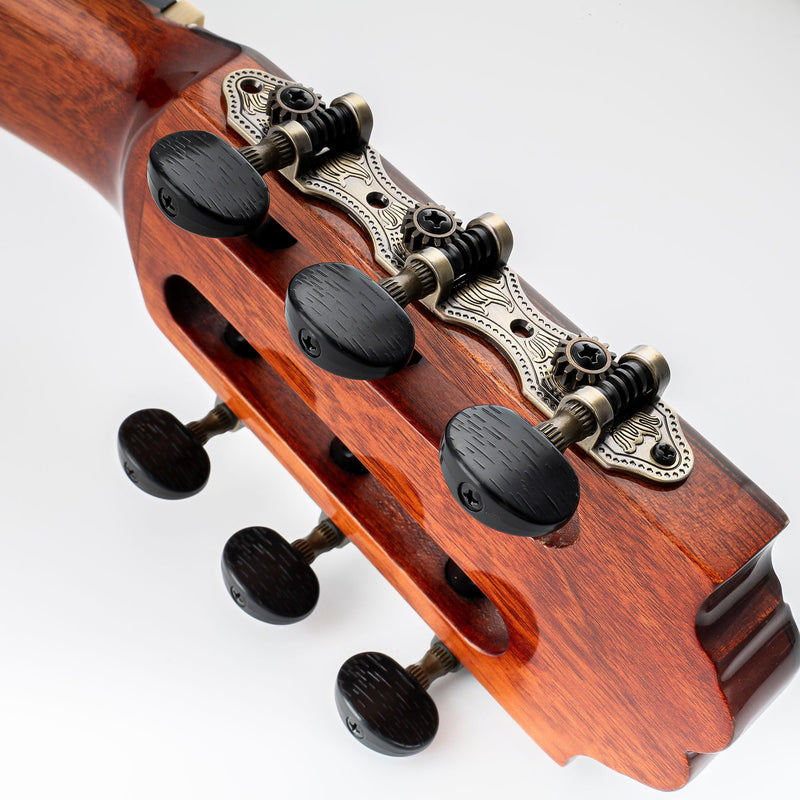 Musiclily Pro 3+3 Baker Style Classical Guitar Tuners Tuning Pegs Keys Guitar Machine Heads Set, Antique Brass