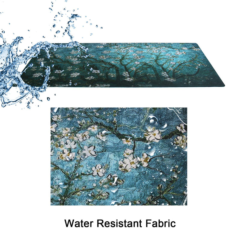 Meffort Inc Extra Large Extended Gaming Desk Mat Non-Slip Rubber Pads Stitched Edges Mouse Pad 35.4 x 15.7 inch - Vincent Van Gogh Almond Blossom