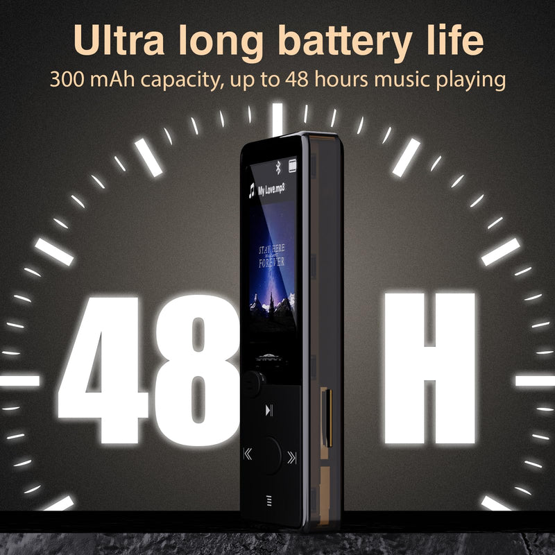 [AUSTRALIA] - Mp3 Player with Bluetooth 5.3 HiFi Sound, Mp3 Player with FM Radio, Mini Music Player 32G for Kids Adults, Earphones Included, TF Card can be Inserted 