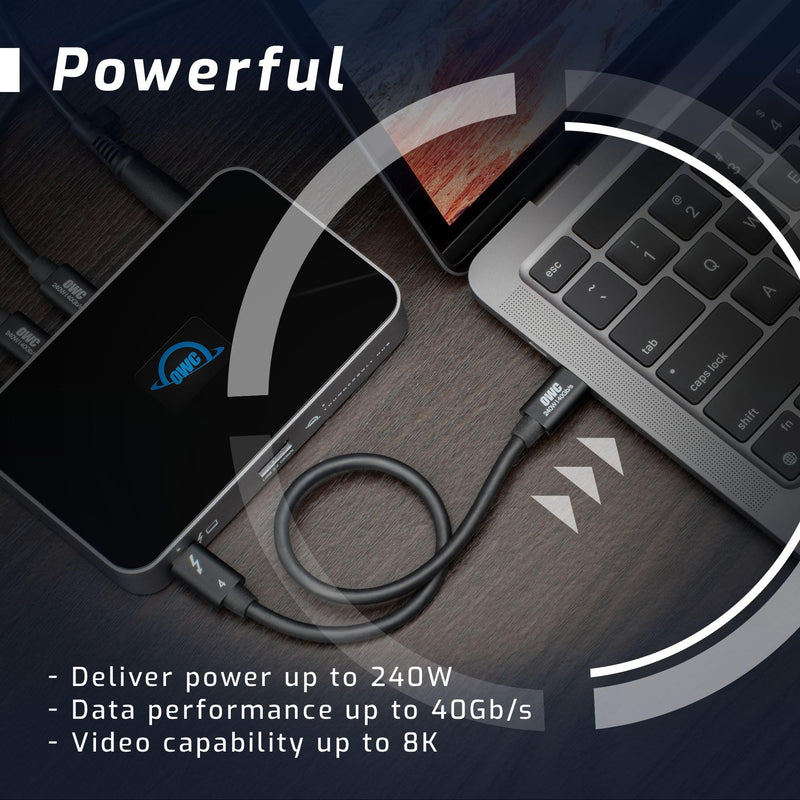 OWC Thunderbolt 4 Active USB-C Cable 40Gb/s 100W 2.0M (78in) | Active cable full 40Gb/s over longer runs - 100W charging - 8K display support - Compatible with Thunderbolt 4/3, USB4, USB-C 78.74 Inches
