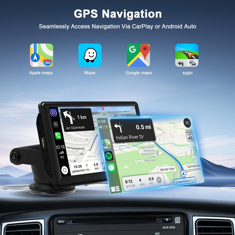 7 inch Double Din Car Radio: Wireless Carplay & Android Auto Car Radio Stereo, Bluetooth 5.0/FM/MP3/USB/Aux Input