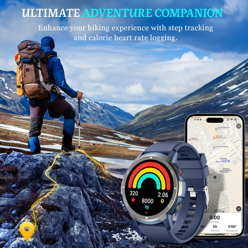 Smart Watch, 2025 Military Waterproof Fitness Sleep Tracker Watch with 110 Ports Modes, Smartwatch for Samsung Android iPhone iOS Compatible