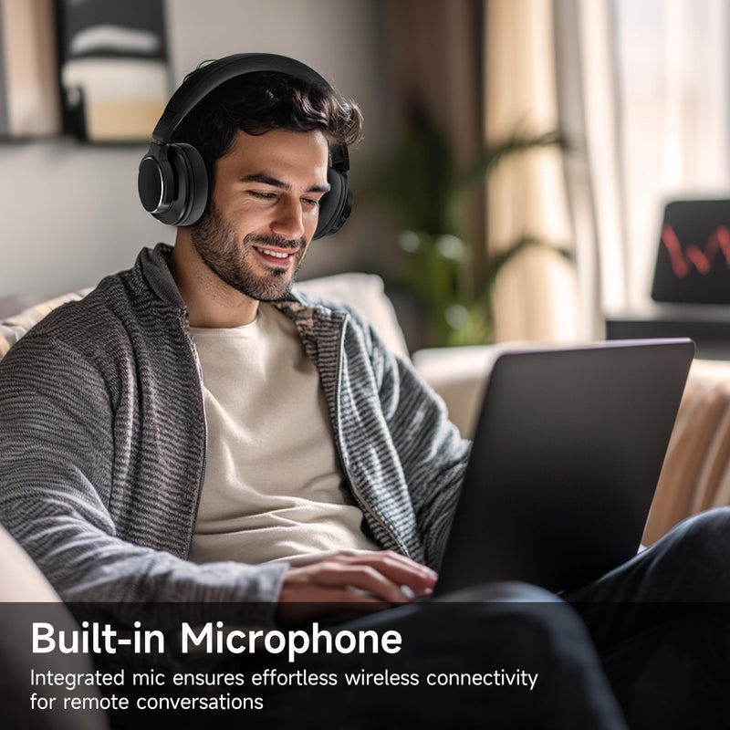Over Ear Bluetooth Headphones, Studio Monitor & Mixing DJ Headphones Wireless with 50mm Drivers and 1/4 to 3.5mm Wired Audio Jack for Guitar AMP Recording Podcast Piano, 100H Playtime, Black
