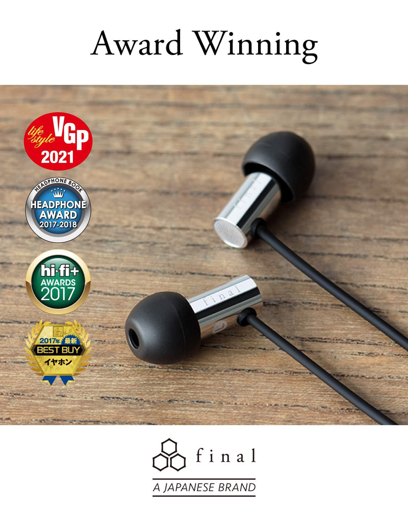 Final FI-E3DSSC in Ear Isolating Earphones with Smartphone Controls and Microphone - Chrome/Black with mic