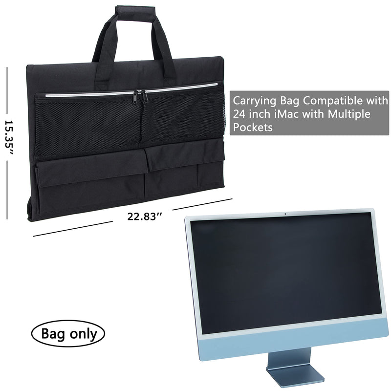 KISLANE Travel Carrying Case for 24'' iMac Desktop Computer, Protective Storage Bag for iMac Monitor Dust Cover with Carry Handle for 24 inch iMac Screen and Accessories (Black) Black