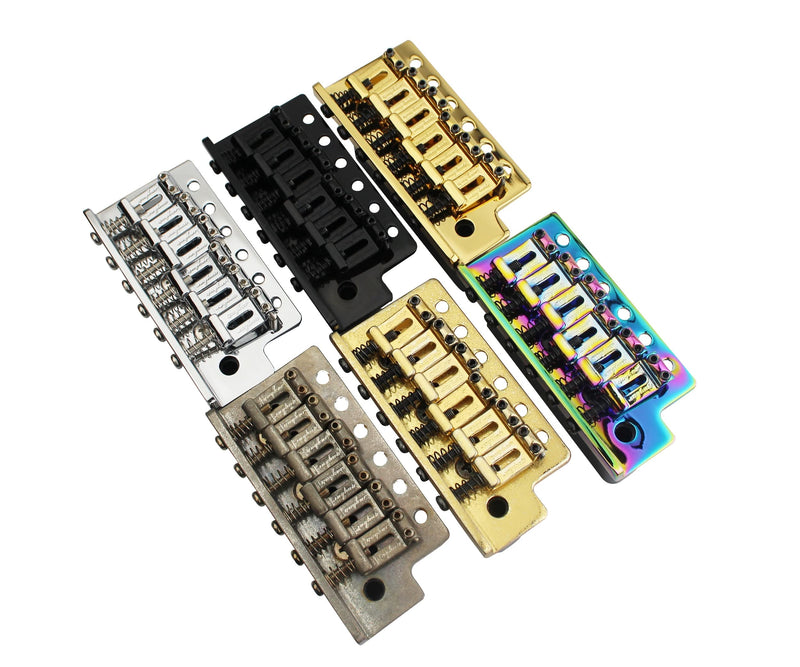 Guyker Tremolo Bridge Vintage Bent Steel Saddles and Zinc Block Compatible with Start ST Electric Guitar (GG-1004, Black) Zinc Block, Black