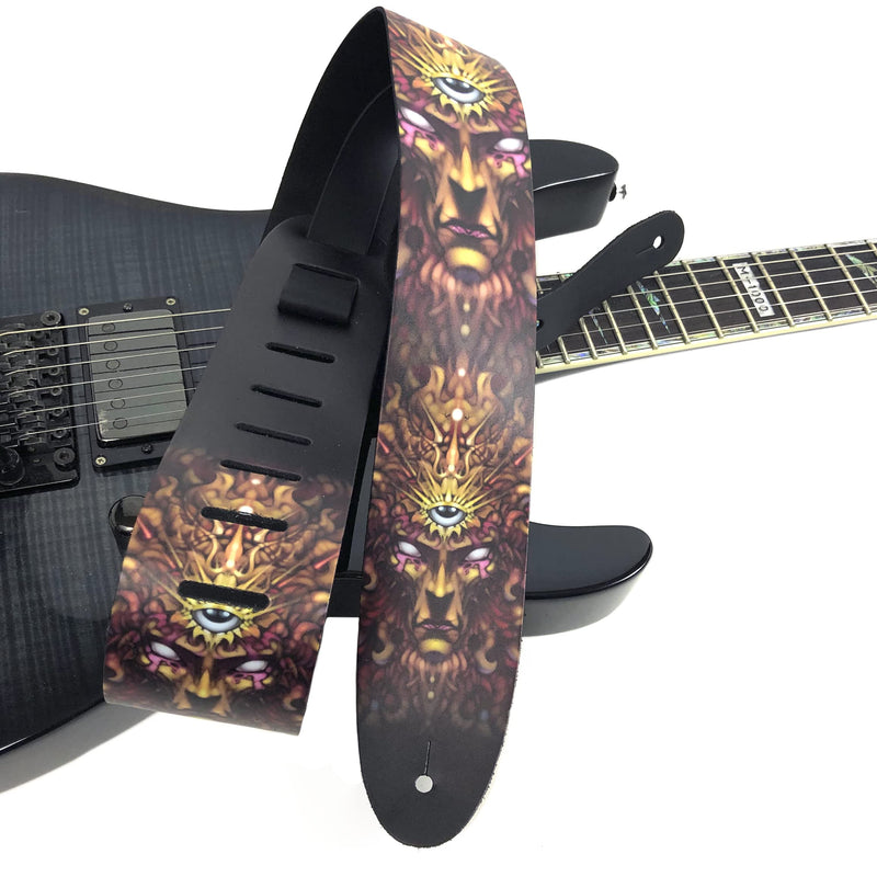 [AUSTRALIA] - Perri's Leathers, Official David Bolt Solar Mind Licenced Leather Guitar Strap, Direct to Leather Series, Anti-Slip, Adjustable from 42.5" to 56" Inch, Compatible w/All Button Lock Systems 