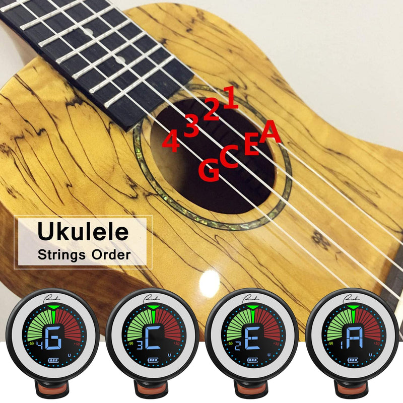 [AUSTRALIA] - Ranch Rechargeable Guitar Tuner Clip On for Acoustic/Electric Guitar, Ukulele, Violin, Bass and Chromatic Tuning Modes - Black 