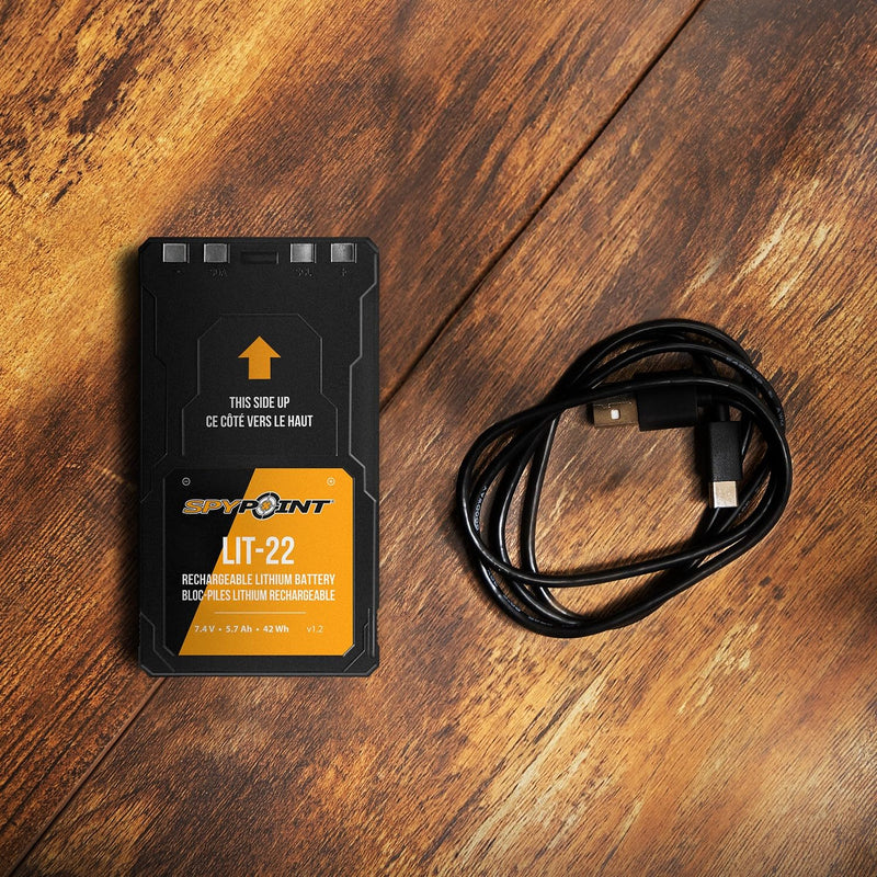 SPYPOINT Rechargeable 7.4V Lithium Battery Pack for Trail Camera with 5.4 amp-Hours and AC Charging Cable | Cellular Trail Camera