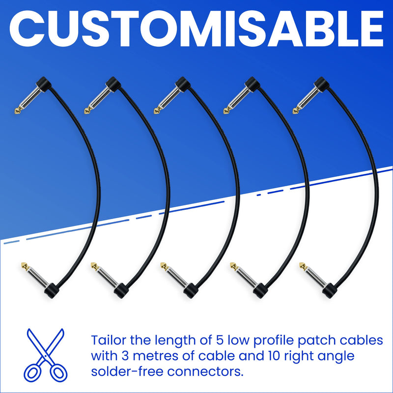 Crosby Solderless Pedalboard Cable Kit - No Cable Stripping Required, 10 Feet of Cable & 10 Gold Tip Connectors with Magnetic Screws & Screwdriver Make 5 DIY Custom Patch Cables 10 Pack of Gold Tip Connectors with 10ft of Cable