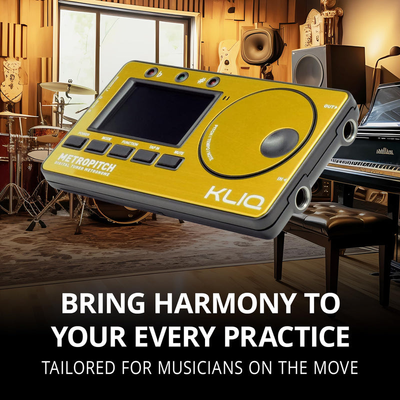 KLIQ MetroPitch - Metronome Tuner for All Instruments - with Guitar, Bass, Violin, Ukulele, and Chromatic Tuning Modes (MetroPitch, Gold)