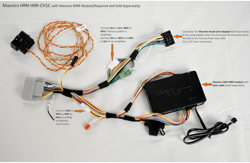 Idatalink Maestro HRN-HRR-CH1 Plug & Play Radio T-Harness Replacement for Select Compatible 2007-2020 Chrysler, Dodge, and Jeep Vehicles (ADS-MRR or ADS-MRR2 Module Required)