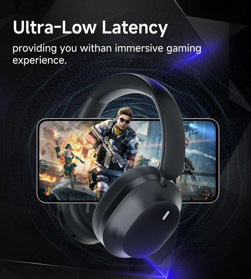 UPGRADE Noise Cancelling Headphones Wireless Bluetooth Over-Ear Headphones Booming Bass Memory Foam Ear Cups for Commuting Office Travel Home Phone PC - Comfortable and Foldable Design- Black