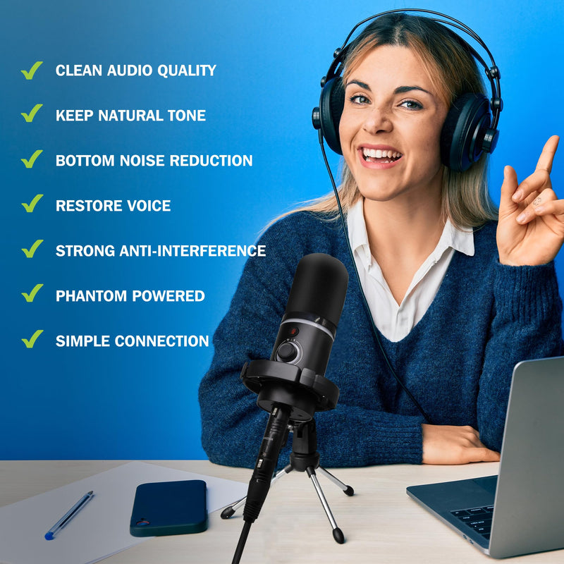 Microphone Preamp Audio Booster, Professional Mic Booster Activator Preamplifier Compatible with Dynamic and Passive Ribbon Microphones