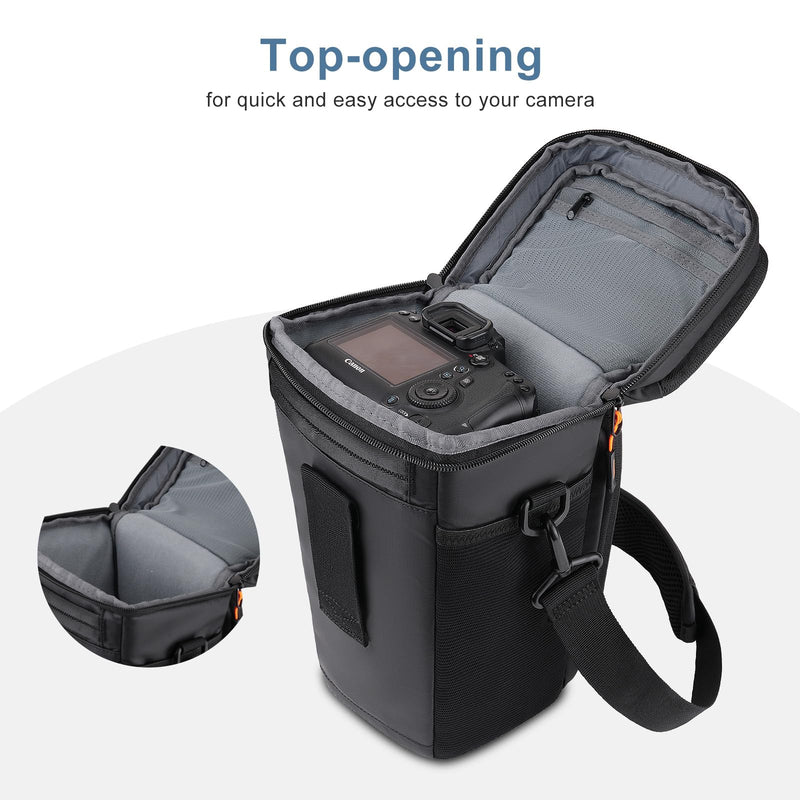 MOSISO Camera Bag, Crossbody Shoulder Bag Padded Camera Case with Lens Kit | Top Access DSLR SLR Photography Bags with Rain Cover & Adjustable Should Strap, Compatible with Canon/Nikon/Sony, Black