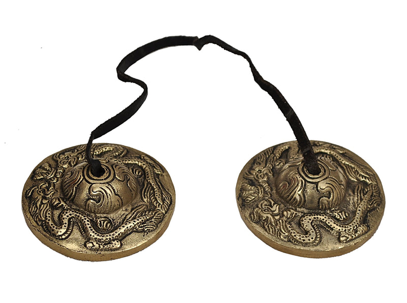 Tibetan Yoga Meditation Cymbals Bell - Dragon Embossed