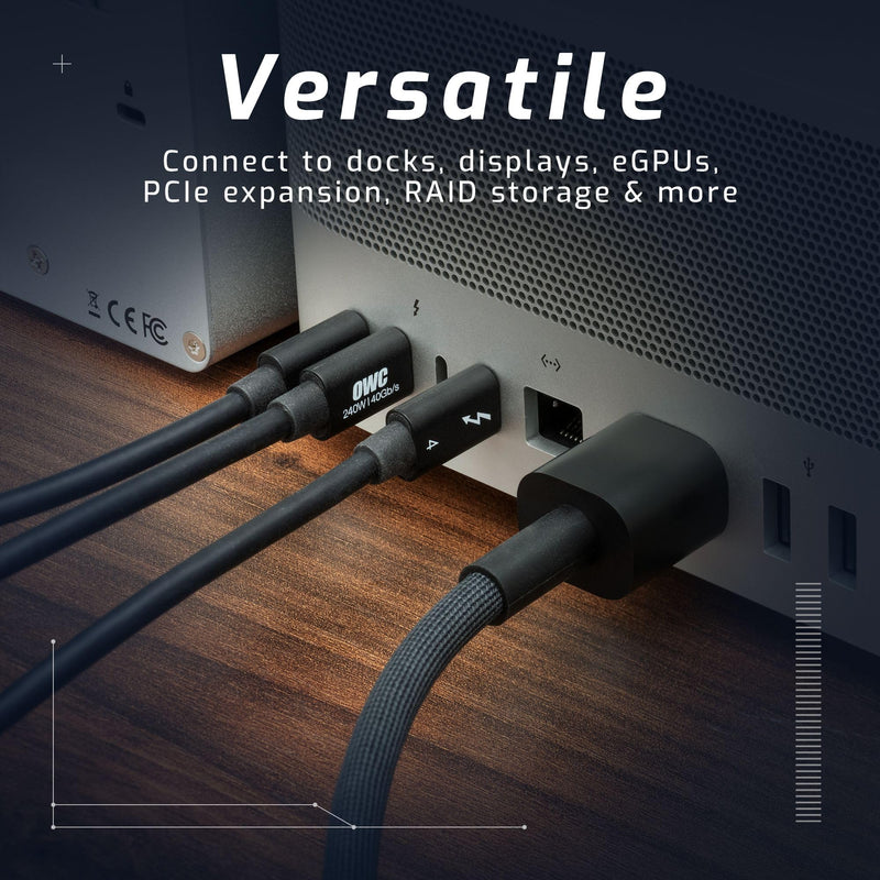 OWC Thunderbolt 4 Active USB-C Cable 40Gb/s 100W 2.0M (78in) | Active cable full 40Gb/s over longer runs - 100W charging - 8K display support - Compatible with Thunderbolt 4/3, USB4, USB-C 78.74 Inches