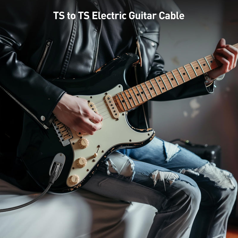 Cable Matters 2-Pack 1/4 Inch TS to TS Electric Guitar Cable 6 Feet - Guitar Cord/Guitar Amp Cord/Instrument Cable for Electric Guitar, Mandolin, Bass AMP, Keyboard, Mixer, Equalizer 6 ft Straight
