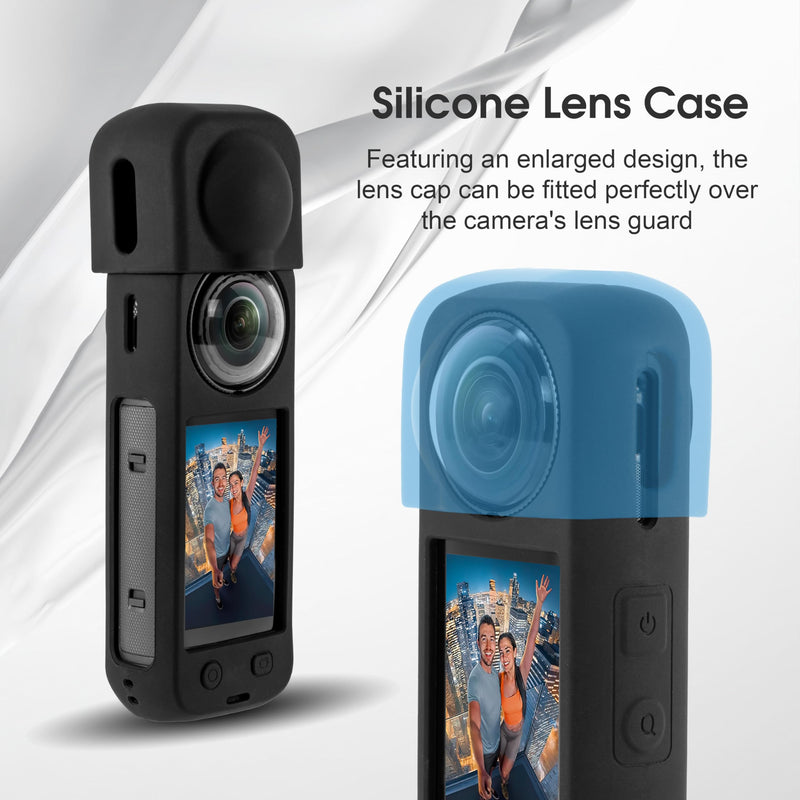 [AUSTRALIA] - Silicone Cover Case for Insta360 X5, Soft Lens Cap Protector All-Round Protective Case for Insta 360 X5 Accessories with Wrist Strap, Shockproof, Precision Fit, Charging Port Accessible (Black) Black 