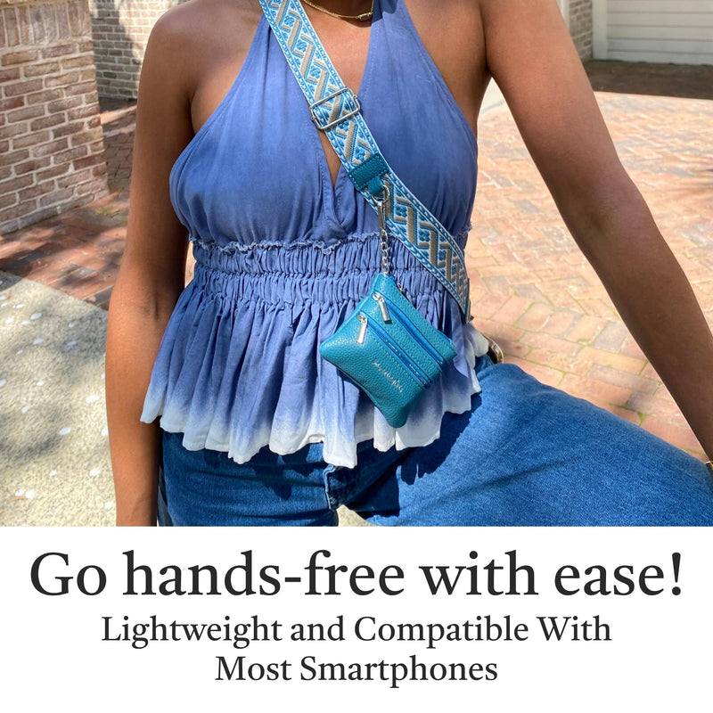 Save the Girls Clip & Go Phone Lanyard with Wallet Pouch, Peacock Blue | Crossbody Cell Phone Lanyard Strap with Zippered Wallet Pouch. Adjustable, Anti-Theft Hands-Free Phone Holder for Women.