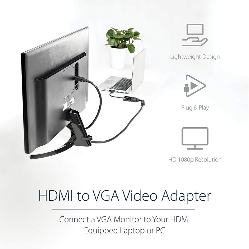 StarTech.com 1080p 60Hz HDMI to VGA High Speed Display Adapter - Active HDMI to VGA (Male to Female) Video Converter for Laptop/PC/Monitor (HD2VGAE2) HDMI to VGA - Compact Cable