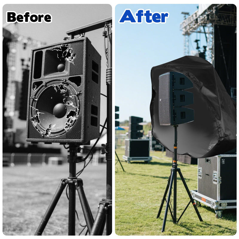 2 Pack 15 Inch Outdoor Speaker Covers, Black UV Protection PA/DJ Speaker Covers for Powered Speaker Mounted on Stand Oxford Fabric Speaker Protective Covers for Waterproof Dustproof