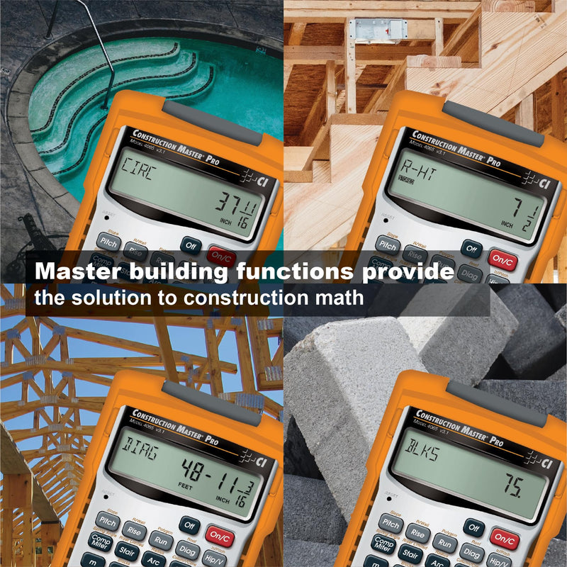 Calculated Industries 4065 Construction Master Pro Advanced Construction Math Feet-inch-Fraction Calculator for Contractors, Estimators, Builders, Framers, Remodelers, Renovators and Carpenters | Advanced Construction Math, Feet-Inch-Fractions, For Con...