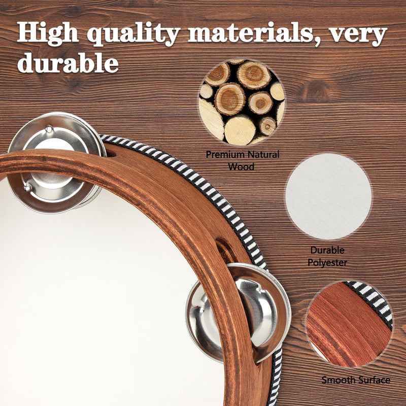 [AUSTRALIA] - Tambourine, Tambourines for Kids, 6 Inches Wooden Hand Held Percussion Tambourine with Storage Bag, Tambourines Musical Instrument for Church, Wedding, Party, Dance, Photo Shoot 6" 