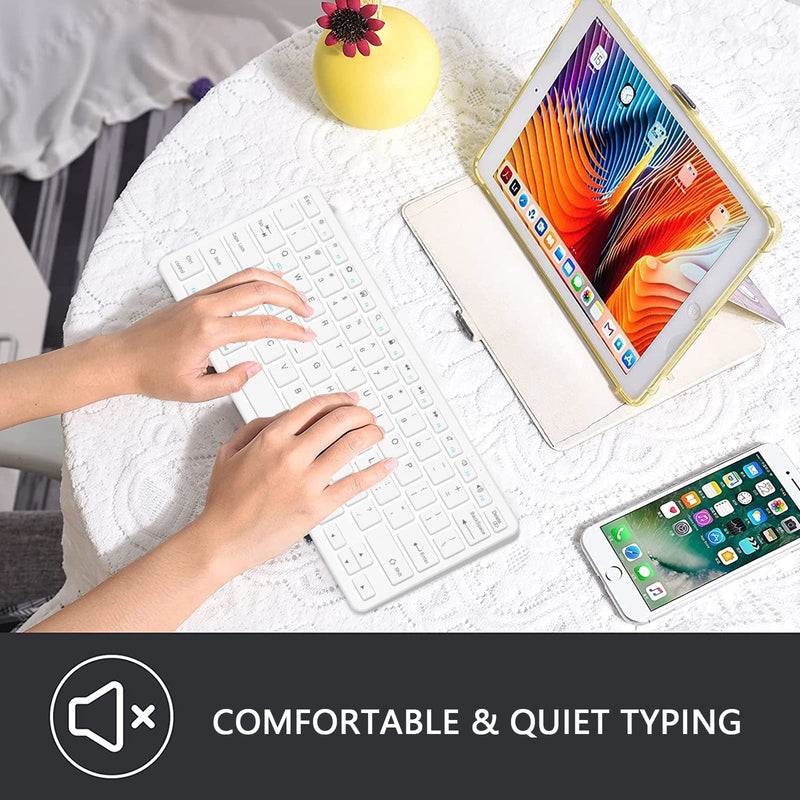 TaIYanG Bluetooth Keyboard for iPad Wireless Keyboard Compatible iPad 10th/iPad 10.2(9th/8th/7th Generation),iPad Air 5th/4th, iPad Pro 11/12.9, iPad 9.7, iPad Mini and All Bluetooth Devices (White) White